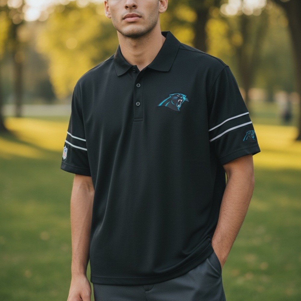 Nike Carolina Panthers NFL dri fit Black Polo with size XL